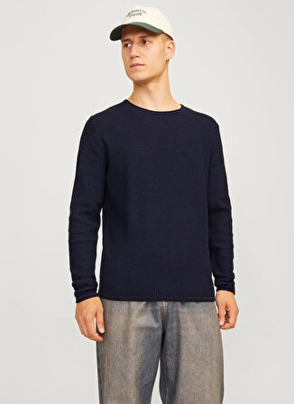 Jack & Jones Bisiklet Yaka Regular Fit Lacivert Erkek Kazak 12258407_JJECOOPER KNIT CREW NECK N