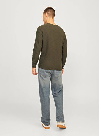 Jack & Jones Bisiklet Yaka Regular Fit Haki Erkek Kazak 12258407_JJECOOPER KNIT CREW NECK N