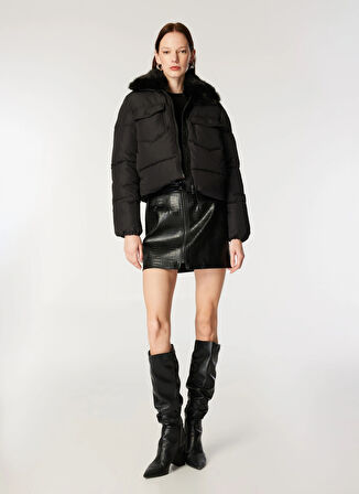 Only Siyah Kadın Mont ONLMAGGI FUR PUFFER LIFE CC OTW