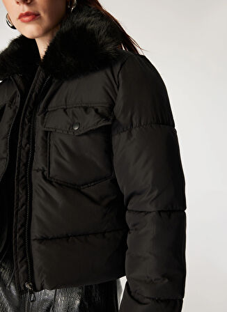 Only Siyah Kadın Mont ONLMAGGI FUR PUFFER LIFE CC OTW