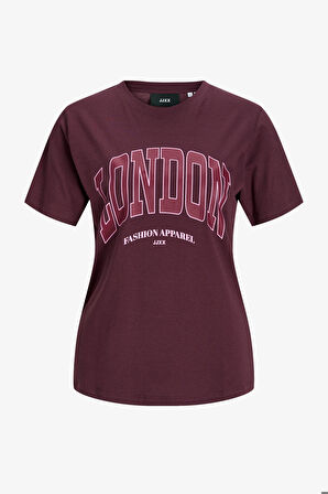 JJXX Jxmerle Kadın Bordo T-Shirt 12260607-Sassafras