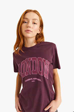 JJXX Jxmerle Kadın Bordo T-Shirt 12260607-Sassafras