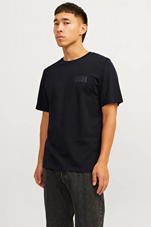 Jack & Jones Siyah Mini Logo Erkek Bisiklet Yaka T-shirt -12151955