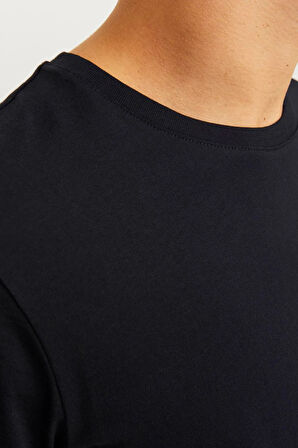 Jack & Jones Siyah Mini Logo Erkek Bisiklet Yaka T-shirt -12151955