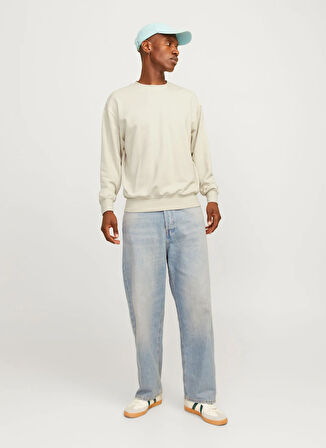 Jack & Jones Bisiklet Yaka Bej Erkek Sweatshırt 12257853_JJECHARGE SWEAT CREW NECK