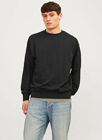 Jack & Jones Bisiklet Yaka Siyah Erkek Sweatshırt 12257853_JJECHARGE SWEAT CREW NECK