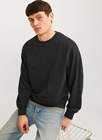 Jack & Jones Bisiklet Yaka Siyah Erkek Sweatshırt 12257853_JJECHARGE SWEAT CREW NECK