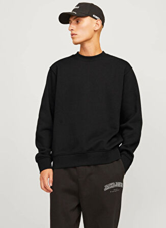 Jack & Jones Bisiklet Yaka Siyah Erkek Sweatshırt 12259945_JJEURBAN EDGE SWEAT CREW N