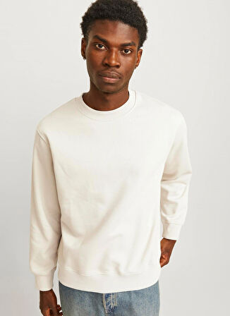 Jack & Jones Bisiklet Yaka Ekru Erkek Sweatshırt 12259945_JJEURBAN EDGE SWEAT CREW N