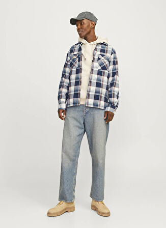 Jack & Jones Slim Fit Lacivert Erkek Gömlek 12261170_JJDARREN FLANNEL OVERSHIRT