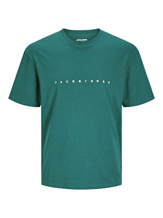 Jack Jones Erkek Jjestar Deep Teal Bisiklet Yaka Yeşil Tişört 12234746