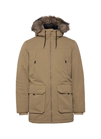 Jack & Jones Açık Kahve Erkek Mont JJECONSTRUCT FAUX FUR PARKA SN