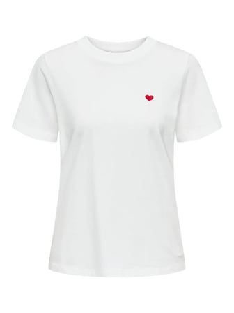 Only Kadın JDY Bisiklet Yaka Kalp Logolu Beyaz T-Shirt - 15298612