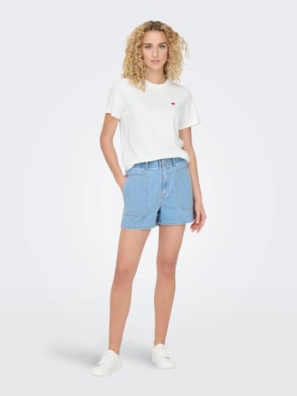 Only Kadın JDY Bisiklet Yaka Kalp Logolu Beyaz T-Shirt - 15298612
