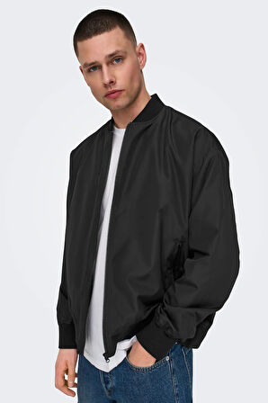 Only & Sons Erkek Onsgavın Ribanalı Mevsimlik Spor Bomber Ceket 22030757 Siyah