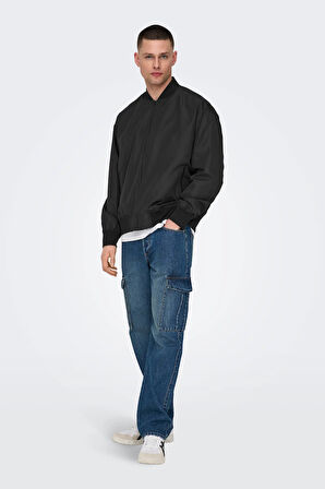 Only & Sons Erkek Onsgavın Ribanalı Mevsimlik Spor Bomber Ceket 22030757 Siyah