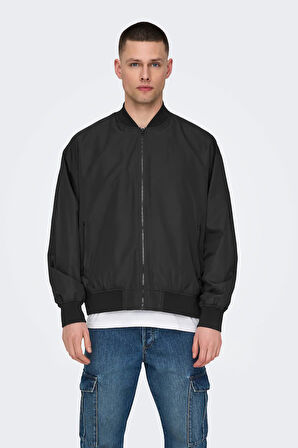 Only & Sons Erkek Onsgavın Ribanalı Mevsimlik Spor Bomber Ceket 22030757 Siyah