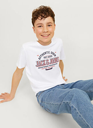 Jack & Jones Baskılı Beyaz Erkek Çocuk T-Shirt 12258876