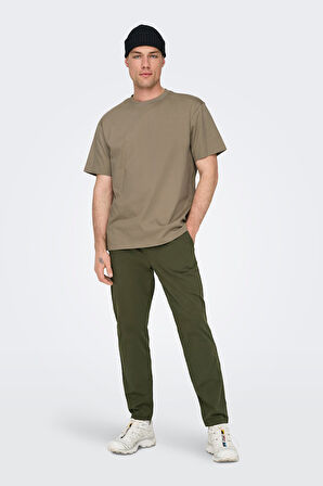 Only & Sons Erkek Onsfred Bisiklet Yaka Kısa Kollu %100 Pamuk T-Shirt 22022532 Toprak