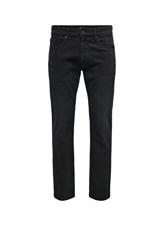 Only & Sons Normal Bel Dar Siyah Erkek Denim Pantolon ONSWEFT REGULAR BLACK 8638 MAT DNM