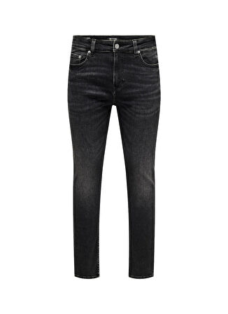 Only & Sons Normal Bel Dar Siyah Erkek Denim Pantolon ONSROPE SLIM-TAPE WB 0068 DIA DNM