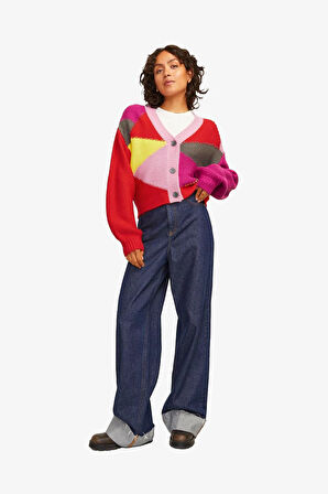 JJXX Jxlottie Kadın Çok Renkli Hırka 12261555-FieryRed