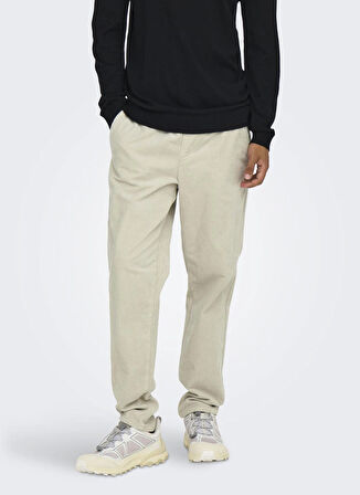 Only & Sons Normal Bel Normal Ekru Erkek Chino Pantolon ONSLINUS TAP CORDUROY 0185 PANT NOO