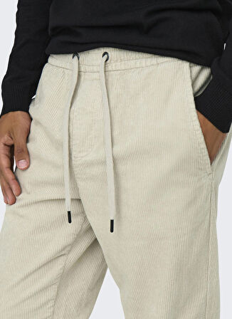 Only & Sons Normal Bel Normal Ekru Erkek Chino Pantolon ONSLINUS TAP CORDUROY 0185 PANT NOO