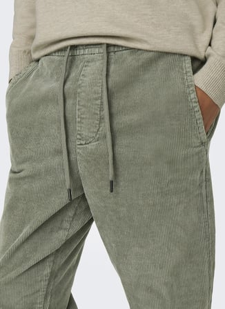 Only & Sons 22029790 ONSLINUS CORDUROY 0185 PNT Yeşil Erkek Tapered Fit Chino Pantolon