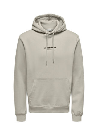 Only & Sons Kapüşon Yaka Ekru Erkek Sweatshırt ONSCURATED REG HOODIE SWEAT NOOS