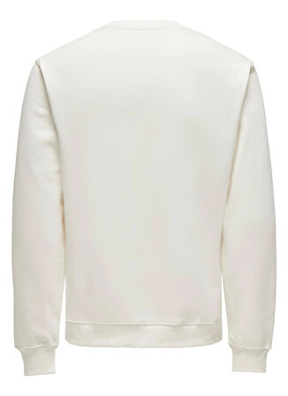 Only & Sons Düz Yaka Beyaz Erkek Sweatshırt ONSCURATED REG CREW NECK SWEAT