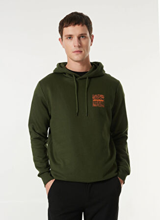 Jack & Jones Kapüşon Yaka Haki Erkek Sweatshırt 12256813_JJLINER SWEAT HOOD
