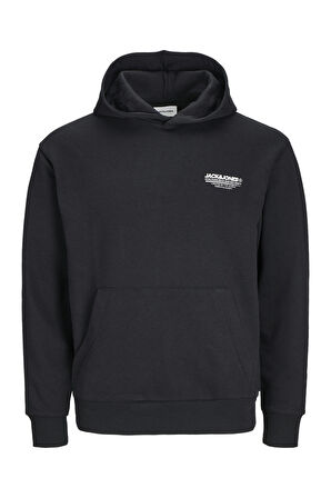 Jack & Jones Erkek Jjolıve Kanguru Cepli Kapüşonlu Sweatshirt 12256833 Siyah