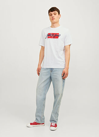 Jack & Jones Bisiklet Yaka Beyaz Erkek T-Shirt 12256774_JJTILEY TEE SS CREW NECK L