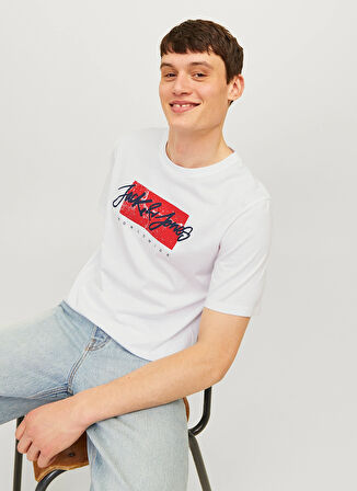 Jack & Jones Bisiklet Yaka Beyaz Erkek T-Shirt 12256774_JJTILEY TEE SS CREW NECK L