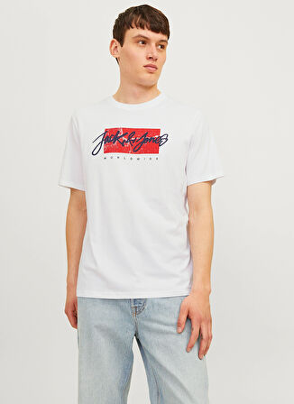 Jack & Jones Bisiklet Yaka Beyaz Erkek T-Shirt 12256774_JJTILEY TEE SS CREW NECK L