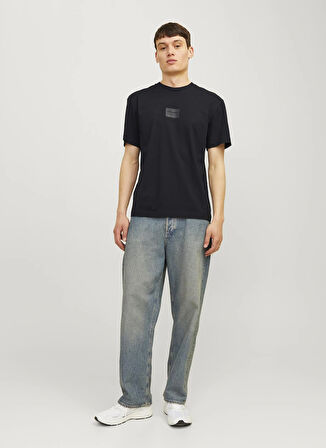 Jack & Jones Siyah Erkek T-Shirt 12256801_JJHAKKAI TEE SS CREW NECK