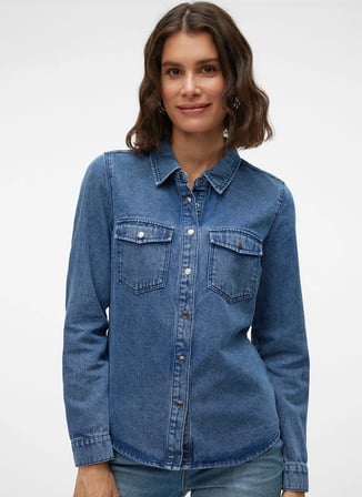 Mavi Kadın Gömlek VMJENNIE LS DENIM SHIRT MIX GA NOOS