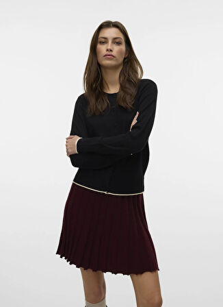 Vero Moda Bisiklet Yaka Normal Siyah Kazak Kadın VMBREEZE LS O-NECK CARDIGAN BOO