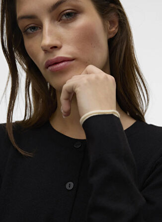 Vero Moda Bisiklet Yaka Normal Siyah Kazak Kadın VMBREEZE LS O-NECK CARDIGAN BOO