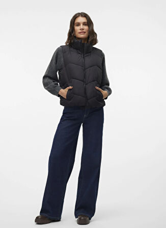 Vero Moda Siyah Kadın Mont VMLIGAEVA SHORT WAISTCOAT ENT