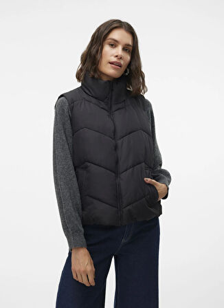 Vero Moda Siyah Kadın Mont VMLIGAEVA SHORT WAISTCOAT ENT