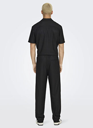 Only & Sons Normal Bel Geniş Paça Siyah Erkek Pantolon ONSSINUS LIFE LOOSE PLIZZE PANT
