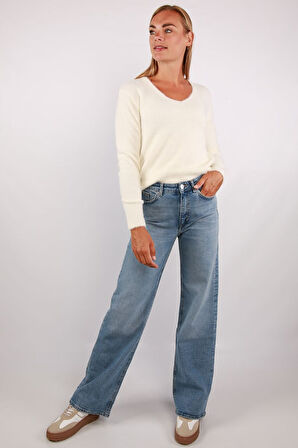 Only Kadın Onlella V Yaka Uzun Kollu Örme Kazak 15259562 Ekru