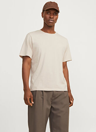 Jack & Jones Bisiklet Yaka Bej Erkek T-Shirt 12151955_JJECORP LOGO TEE SS O-NECK