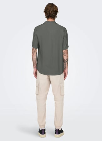 Only & Sons Yeşil Erkek Gömlek 22024164 ONSDASH LIFE RES SHIRT NOS