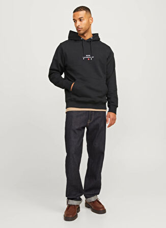 Jack & Jones Kapüşon Yaka Siyah Erkek Sweatshırt 12259068_RDDBENJAMIN HOOD SWEAT L/S