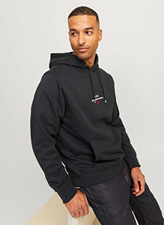 Jack & Jones Kapüşon Yaka Siyah Erkek Sweatshırt 12259068_RDDBENJAMIN HOOD SWEAT L/S