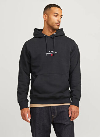 Jack & Jones Kapüşon Yaka Siyah Erkek Sweatshırt 12259068_RDDBENJAMIN HOOD SWEAT L/S