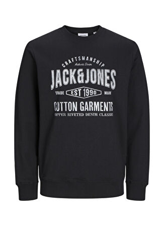 Jack & Jones Baskılı Erkek Siyah Sweatshırt 12259862